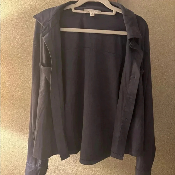 NWOT Hippie Rose sueded grey blue Shacket button up L - Picture 1 of 6
